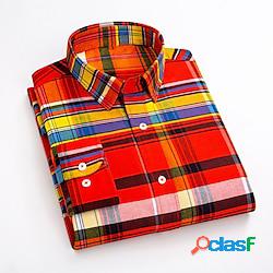 Homme Chemise Chemise Carreaux Chemise boutonnée Chemise à col Jaune Rouge Bleu manche longue Tartan Col rabattu Printemps Automne Mariage Plein Air Vêtement Tenue Bouton bas Lightinthebox