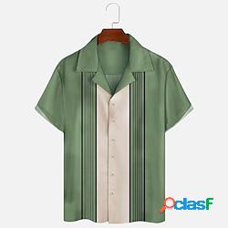 Homme chemise chemise de quilles chemise boutonnée chemisette chemise d&#39;été chemise décontractée vert bleu de minuit gris manche courte bloc de couleur collier de camp du quotidien vacances i