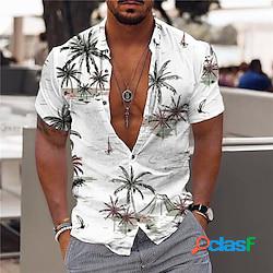 Homme chemise chemise hawaïenne chemise graphique chemise aloha cocotier aloha col rabattu rose claire blanche jaune bleu marine bleu ciel print extérieur plein air manche courte bouton bas i