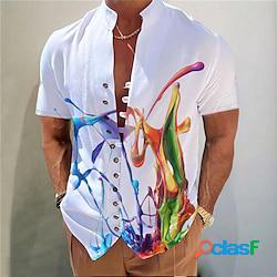 Homme chemise chemise lin dégradé imprimés photos mao jaune bleu violet vert gris extérieur plein air manche courte imprimer vêtement tenue lin mode vêtement de rue design décontractées light