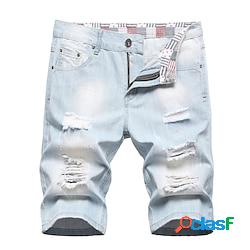 Homme jeans short en jean short jean poche déchiré plein confort respirable extérieur du quotidien sortie jean mode décontractées bleu clair lightinthebox