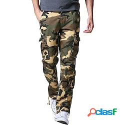 Homme Pantalon Cargo Pantalon cargo Pantalon Pantalon camouflage Cordon de jambe 8 poches Imprimer Camouflage Confort Extérieur du quotidien Sortie 100% Coton Mode Vêtement de rue Noir Vert V