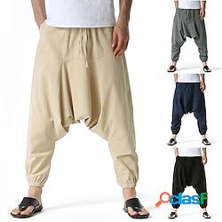 Homme Pantalon Jogger Pantalon en lin Pantalon pantalon été Sarouel Cordon Taille elastique Bouffant Plein Extérieur Des sports Longueur genou Intérieur du quotidien Vacances Mélange de Lin C