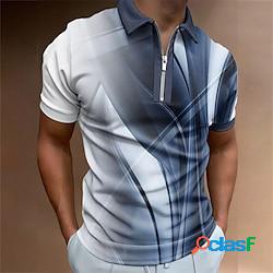 Homme POLO T Shirt golf Banderole Col rabattu Noir bleu marine gris clair Rose Claire Violet Marron Vert 3D effet Plein Air du quotidien Manche Courte Zippé 3D Vêtement Tenue Mode Casual Ligh