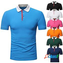 Homme POLO T Shirt golf Extérieur Travail Col polo Col polo côtelé Manche Courte Mode Décontractées Bloc de couleur Patchwork Eté Standard Noir Blanche bleu marine Bleu Vert foncé Fuchsia POL