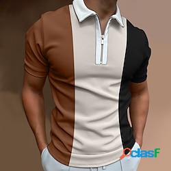 Homme POLO T Shirt golf Sortie chemises de golf Col rabattu Quarter Zip Manche Courte Vêtement de rue Design Géométrie Quarter Zip Printemps été Mince Vin Noir / Blanc Bleu Marron Vert Bleu /