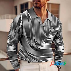 Homme polo tee shirt golf 3d print imprimés photos col rabattu bleu vert bleu marron vert gris extérieur plein air manche longue imprimer vêtement tenue sportif mode vêtement de rue design li