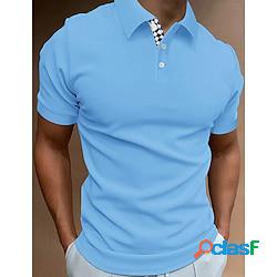 Homme polo tee shirt golf casual des sports revers manche courte mode basique couleur unie plein bouton eté standard jaune rose claire bleu vert polo lightinthebox