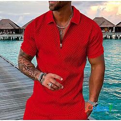 Homme POLO Tee Shirt Golf du quotidien Des sports Quarter Zip Manche Courte Mode Design Couleur unie Zippé Printemps été Standard Jaune Rose Claire Rouge Bleu Roi Bleu clair POLO Lightinthebo