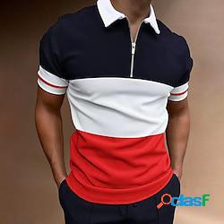 Homme polo zippé polo extérieur des sports revers quarter zip manche courte mode moderne bloc de couleur zippé eté standard rouge polo zippé lightinthebox