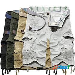 Homme Short Cargo Bermuda Shorts de Randonnée Cordon de jambe Multi poche 6 poches Plein Confort Longueur genou du quotidien Des sports Coton Vêtement de rue mode Vert militaire Noir Micro-él