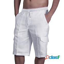 Homme Short Short en lin Short dété Poche Plein Confort Respirable Extérieur du quotidien Sortie Mélange de Lin Coton Mode Vêtement de rue Noir Vert Véronèse Lightinthebox