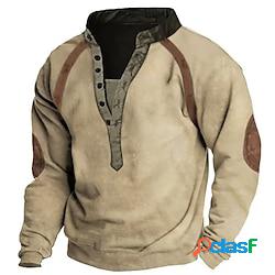 Homme sweat shirt sweat à capuche boutonné marron col mao bloc de couleur sport loisir du quotidien vacances vêtement de rue basique décontractées printemps automne vêtement tenue pulls capuc