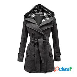 Manteau veste décontractée femme plein air du quotidien vacances style vintage casual longue manteau noir gris foncé rouge hiver automne double boutonnage sweat à capuche standard s m l xl xx