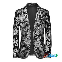 Mode Classique blazer Normal Homme Coupe Standard Floral Droit 1 bouton Argent Dorée 2023 Lightinthebox