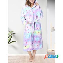 pyjamas en flanelle pour femmes robes robe chemise de nuit chemise de nuit étoile simple décontracté doux maison lit quotidien polyester sweat à capuche chaud manches longues automne hiver no