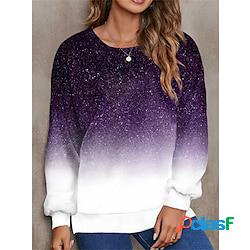 Sweat shirt Sweat Femme basique Violet Bloc de couleur Plein Air Col Rond manche longue S M L XL XXL 2XL Lightinthebox