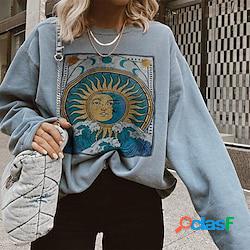 Sweat-shirt Sweat Femme Vêtement de rue énorme Gris Graphic Ample Casual Col Rond Manches Longues S M L XL XXL Lightinthebox