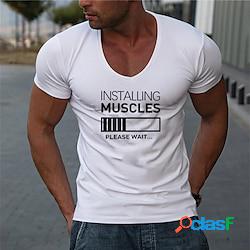 T-shirt pour homme t-shirt graphique t-shirt drôle 95% coton 32s lettres imprime col en v noir blanc bleu gris rouge vert armée gris clair bleu clair exercice fitness manches courtes imprimé 