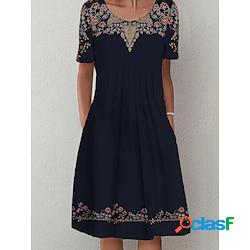 Tenue décontractée robe d&#39;été robe imprimée femme floral poche imprimer col ras du cou actif mode extérieur du quotidien manche courte standard noir bleu bleu clair eté printemps s m l xl xxl