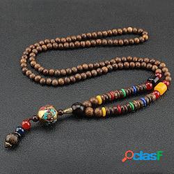 1 pc collier pendentif collier de perle for homme femme plein air cadeau du quotidien en bois acrylique rétro bouddha / collier sautoir lightinthebox