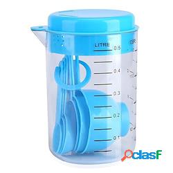 7 pièces/ensemble tasses à mesurer en plastique et cuillères ensemble outil de mesure de cuisine pour la cuisson et la cuisson cuisine cuisson outils de cuisson pour ingrédients secs ou liqui