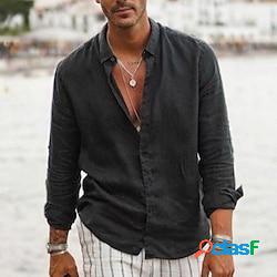 Homme Chemise Chemise boutonnée Chemise décontractée Chemisette Chemise d'été Noir Blanche Rose Claire Bleu clair manche longue Plein Revers du quotidien Vacances Vêtement Tenue Mode Décontra