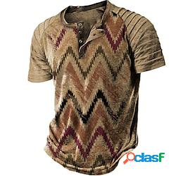 Homme chemise henley shirt t-shirt graphique chemise vintage mode basique décontractées chemise tribal imprimés photos manche courte chemise marron vert bleu de minuit extérieur du quotidien 