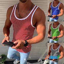 Homme Débardeur Top Maillot de Corps T-shirt sans manches Rayé Col Ras du Cou Extérieur Plein Air Sans Manches Vêtement Tenue Mode Léger Respirable Confortable Lightinthebox