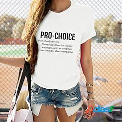 T shirt Tee Femme Impitoyable Pro Roe 1973 Féministe Casual du quotidien T shirt Tee Manches Courtes Col Rond basique Vert Blanche Noir S Lightinthebox