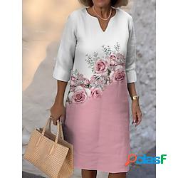 Tenue décontractée robe droite robe dété femme floral imprimer col fendu actif mode extérieur du quotidien demi manches standard vert claire rose claire bleu eté printemps s m l xl xxl light