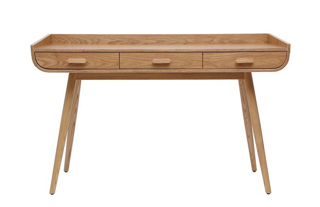 bureau avec rangements 3 tiroirs scandinave bois clair l132