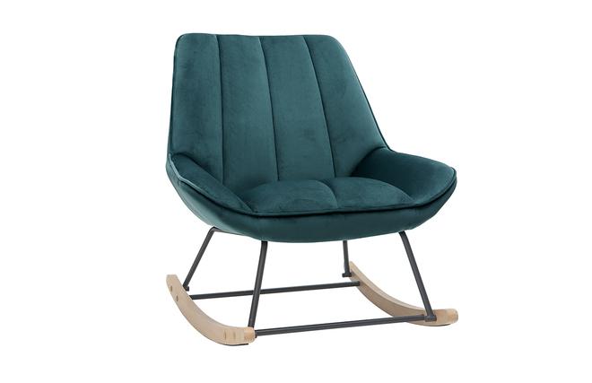 Rocking chair design en tissu velours bleu p/xc3/xa9trole,