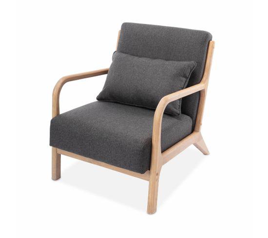 fauteuil design en bois et tissu. 1 place droit fixe. pieds