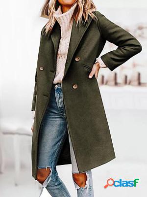 Casual solid color lapel long sleeve coat