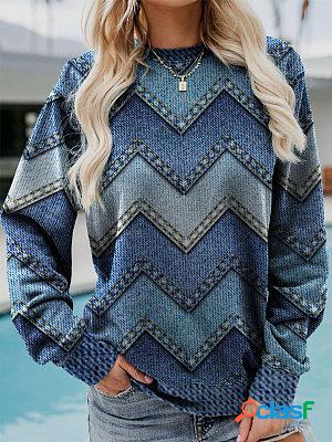 Crew neck geometric casual sweatshirt