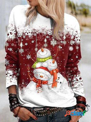 Womens christmas snowman print casual long sleeve christmas sweatshirt