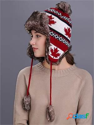 Women&#39;s ear protection fleece outdoor autumn and winter knitted beanie