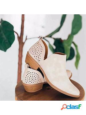 Womens retro comfortable hollow-out ankle boots