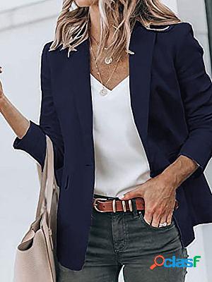 Casual long sleeve solid lapel blazer