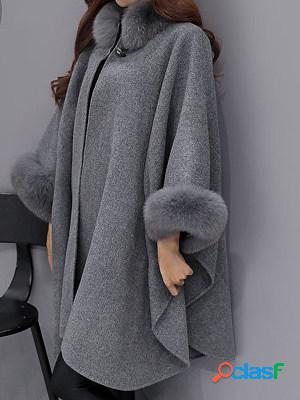 Womens loose mid-length coat and cape