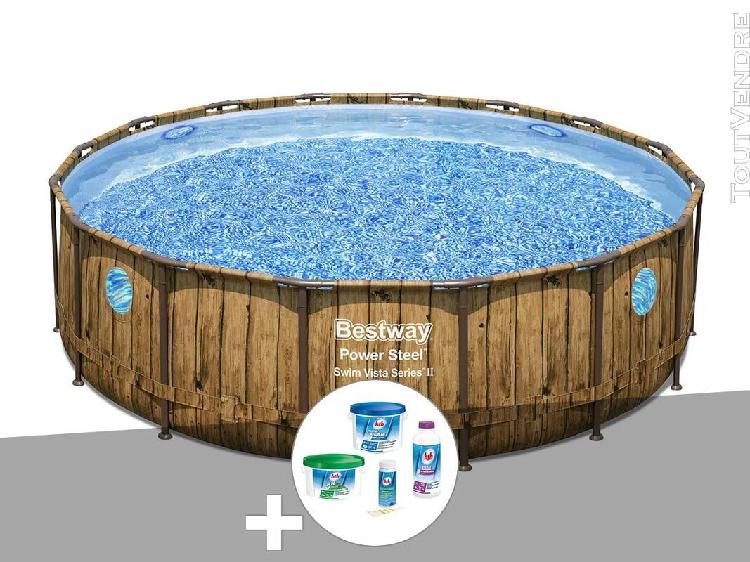 Kit piscine tubulaire ronde bestway power steel avec hublots