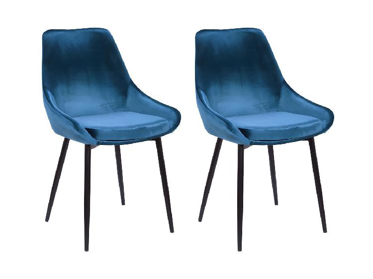 Lot de 2 chaises gondole masurie - velours - bleu nuit