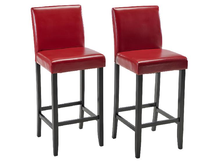 Tabouret de bar simili rouge brillant rovigo (lot de 2)