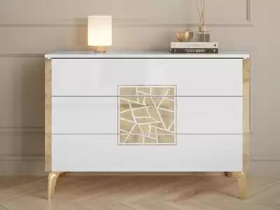 commode stella chambre coucher blanc/dor