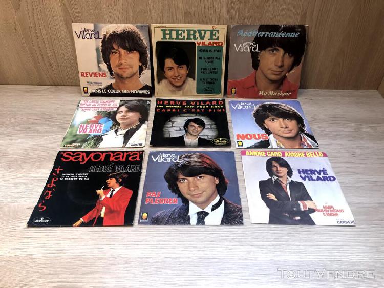 Lot 15 vinyles 45 tours herve vilard (modifiable sur demande