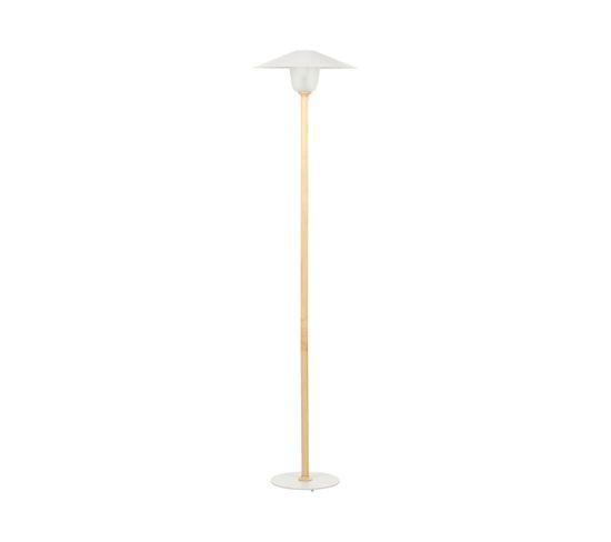 lampadaire en bois clair et blanc moppy