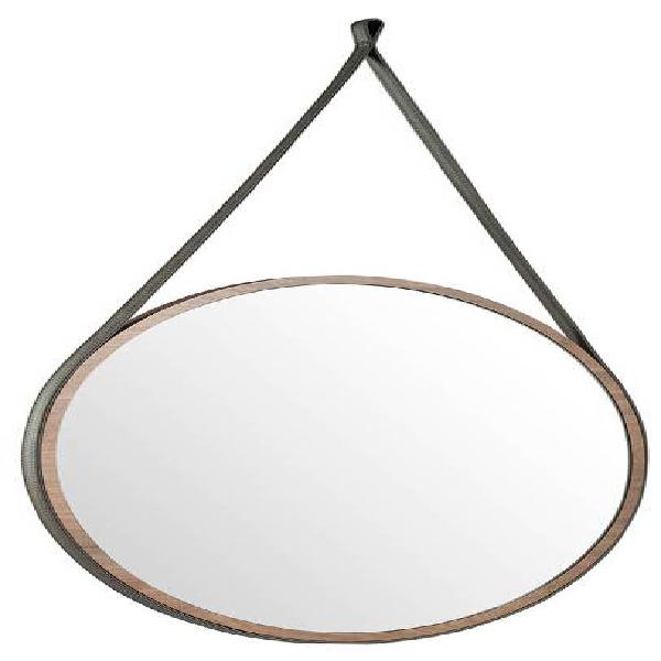 Miroir circulaire en bois de noyer