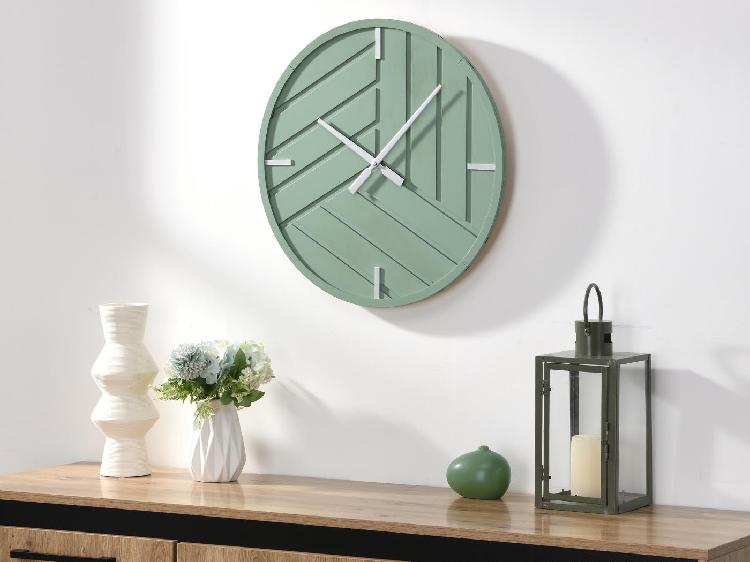 horloge murale contemporaine - d. 50 cm - mdf - vert et