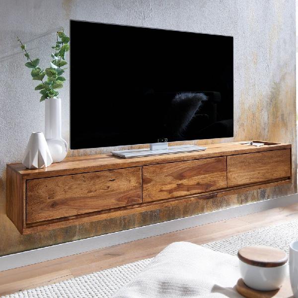 Meuble tv suspendu 160x35x25 cm en bois de sheesham massif